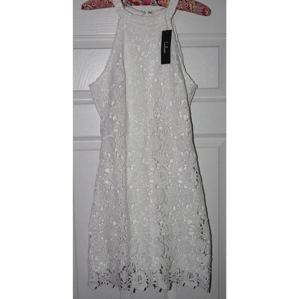 NWT Lulu's Love Poem Lace Mini Dress in White, Style 61976A, Women's Size Small